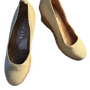 Viscata Barcelona Roses Wedges Beige  Tan Espadrille  Women's Size 38 US 7 Shoes